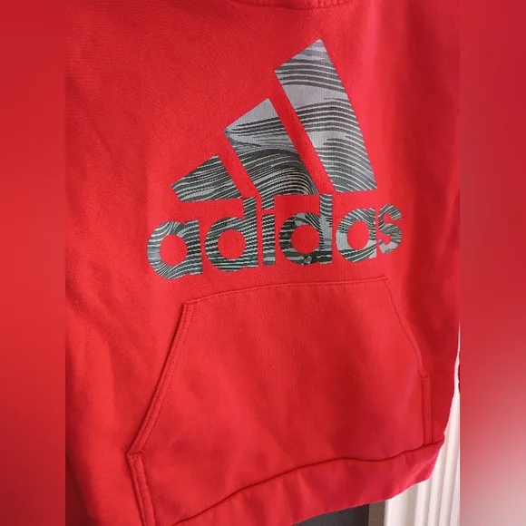 Adidas S/8 Red & Gray Logo Hoodie - Picture 2 of 7